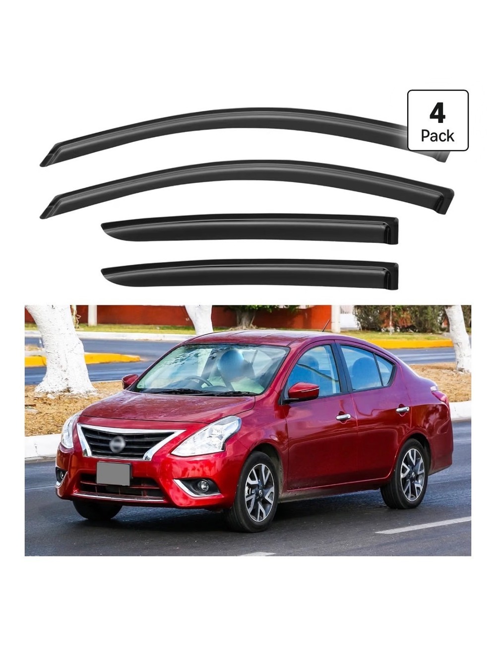 4-Piece Window Visors Wind Deflectors for 2012-2019 Nissan Versa Seda